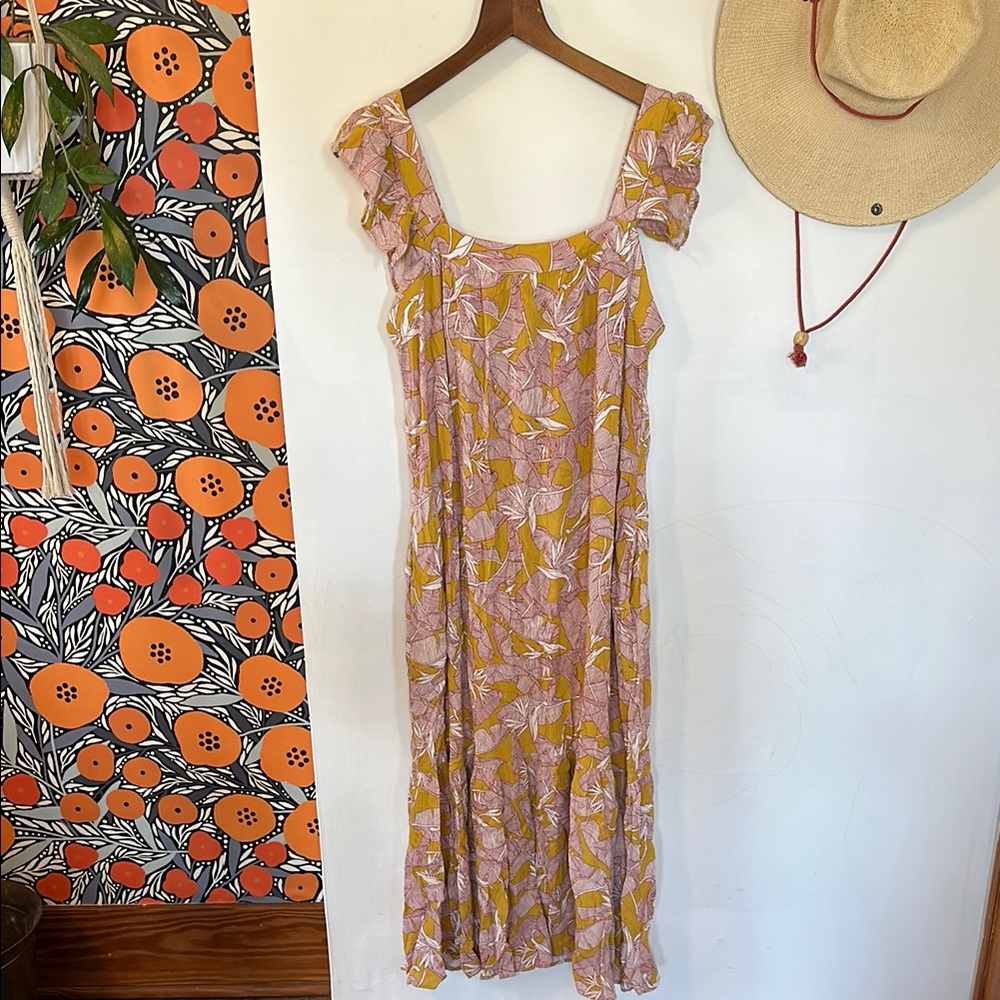 Knox Rose Pink and Yellow Midi Dress | with pockets!